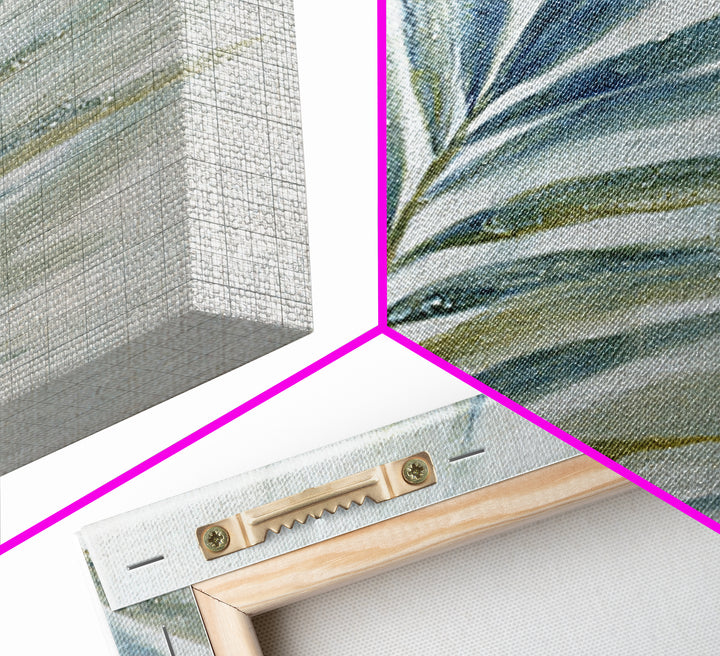Simple Palm Frond on Off White Linen Canvas Print, Bathroom Art, Bathroom Print, Bathroom Decor, Abstract Art, Spa, BAT-1x1-95