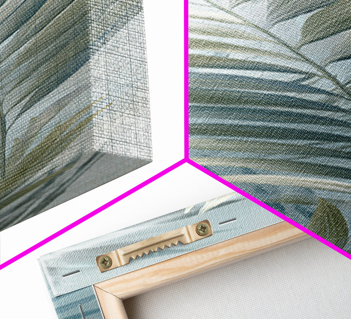 Simple Palm Frond on Off White Linen Canvas Print, Bathroom Art, Bathroom Wall Art, Bathroom Decor, Spa, Retro Wall Art, BAT-1x3-11