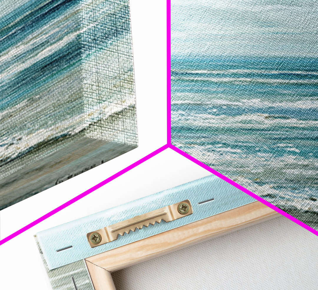 Calming Blue Ocean Wave Study Canvas Print, Bathroom Art, Halloween Art, Bathroom Decor, Oil Painting, Spa, Textured Painting, BAT-1x3-37