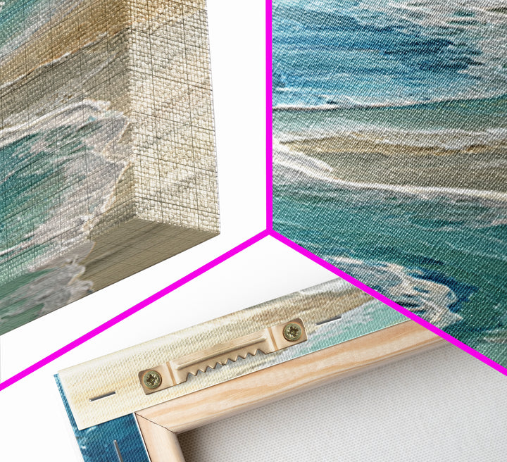 Calming Blue Ocean Wave Study Framed Canvas Print, Bathroom Art, Modern Decor, Bathroom Decor, Fine Art, Spa, Home Decor, BAT-1x3-61
