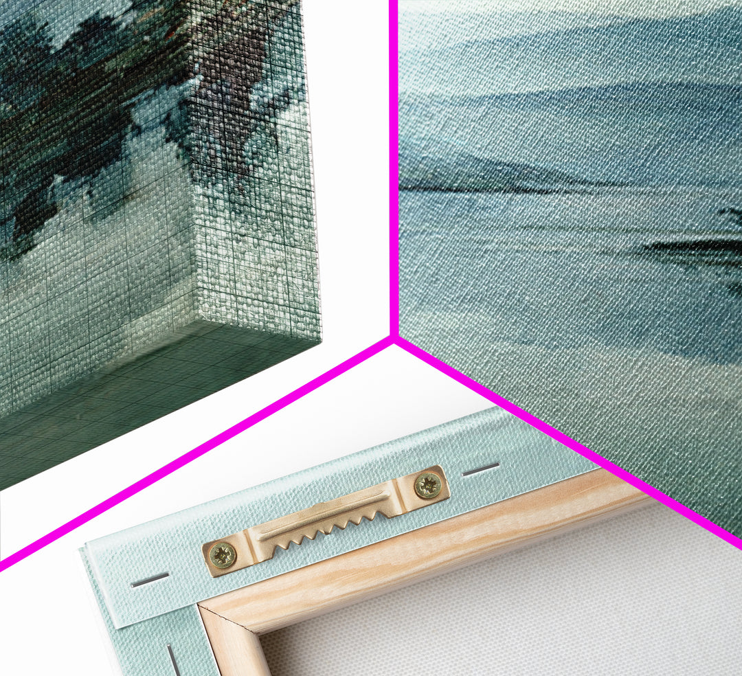 Misty Lake Scene Framed Canvas Print, Bathroom Art, Bathroom Print, Bathroom Decor, Fine Art, Spa, Minimalist Decor, BAT-1x3-69