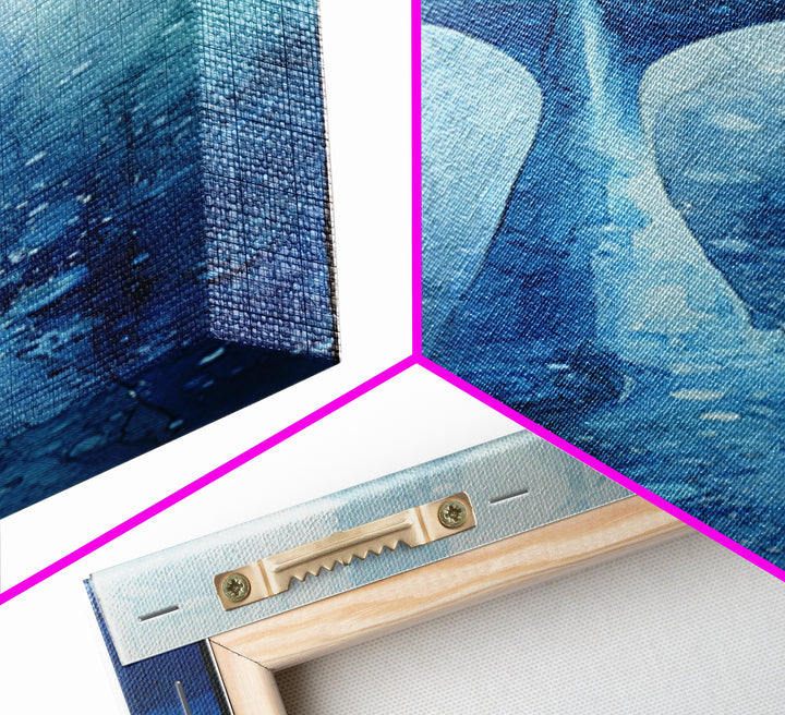 Watercolor Whale Tail Framed Canvas Print, Bathroom Art, Wall Hanging, Bathroom Decor, Oil Painting, Spa, Modern Art, BAT-1x3-75