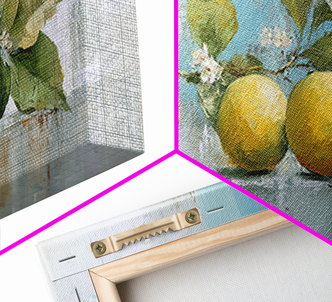 Lemon and Botanical Still Life Canvas Print, Bathroom Art, Neutral Decor, Bathroom Decor, Fine Art, Spa, Wall Art, Home Decor, BAT-2x1-2