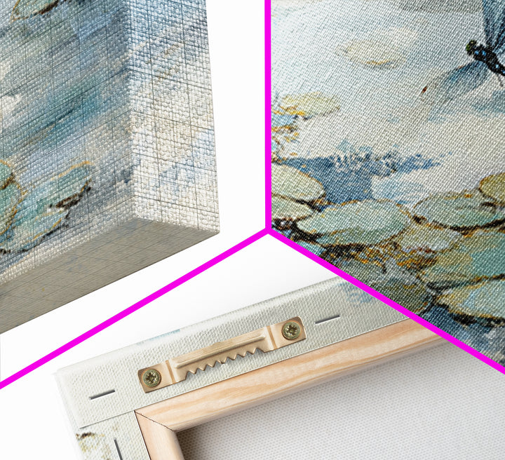 Delicate Dragonfly Above a Pond Surface Framed Canvas Print, Bathroom Art, Fine Art Print, Bathroom Decor, Fine Art, Spa, BAT-2x1-20