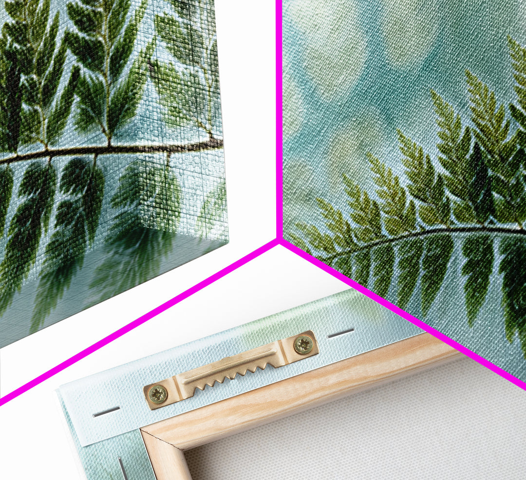 Green Fern Frond Closeup Framed Canvas Print, Bathroom Art, Modern Decor, Bathroom Decor, Fine Art, Spa, Home Decor, Poster, BAT-2x1-30