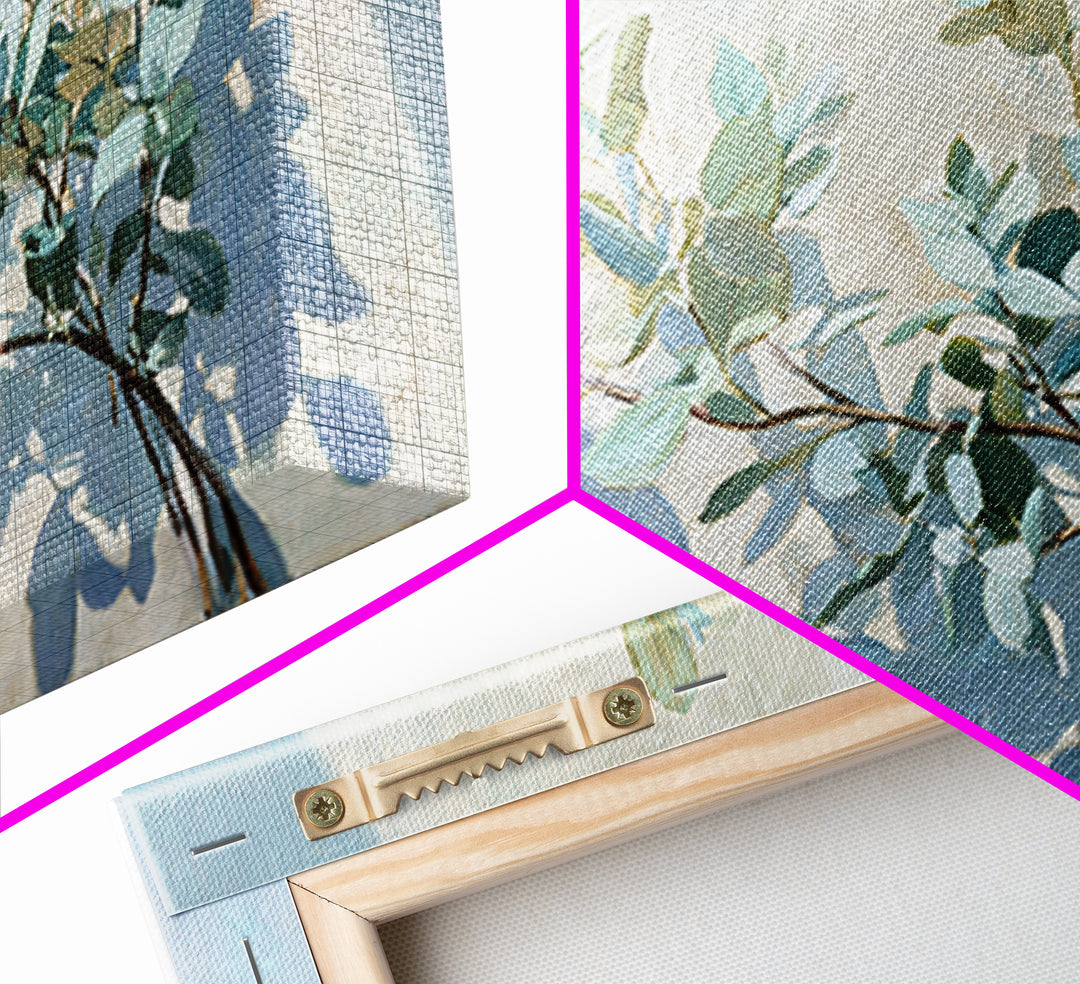 Sunlit Window Plant Shadow on Plaster Framed Canvas Print, Bathroom Art, Bathroom Print, Bathroom Decor, Watercolor Art, Spa, BAT-2x1-38