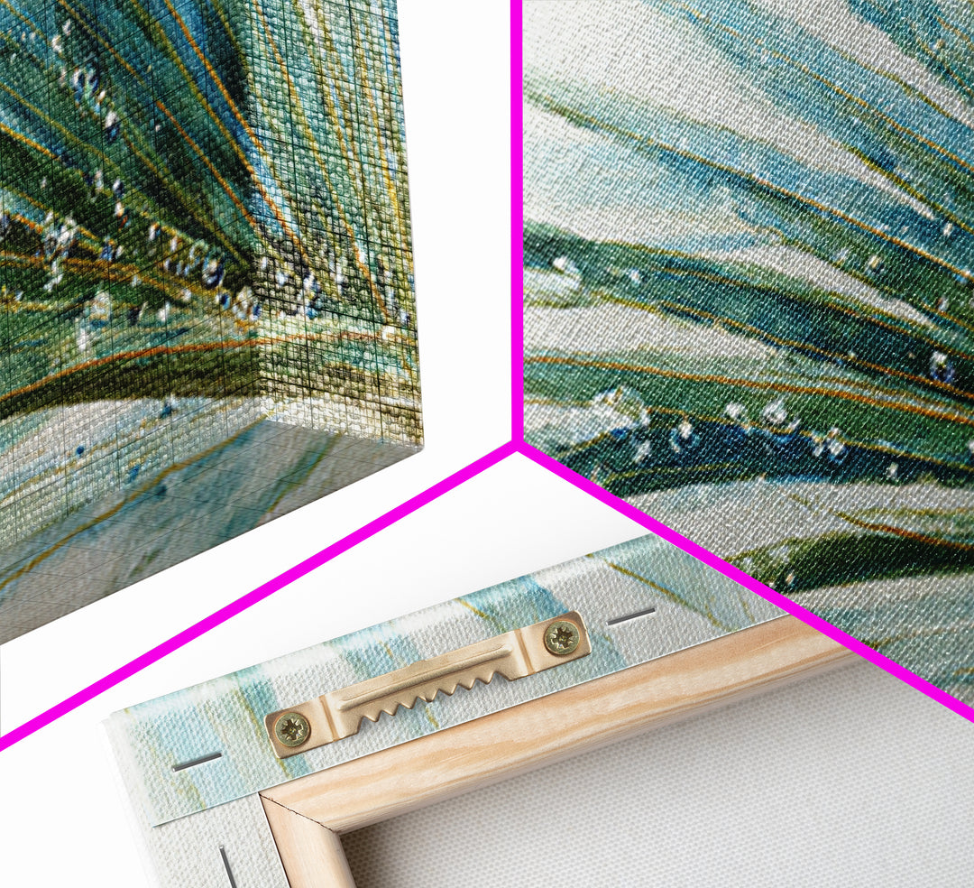 Simple Palm Frond on Off White Linen Framed Canvas Print, Bathroom Art, Poster, Bathroom Decor, Fine Art, Spa, Digital Print, BAT-2x1-43