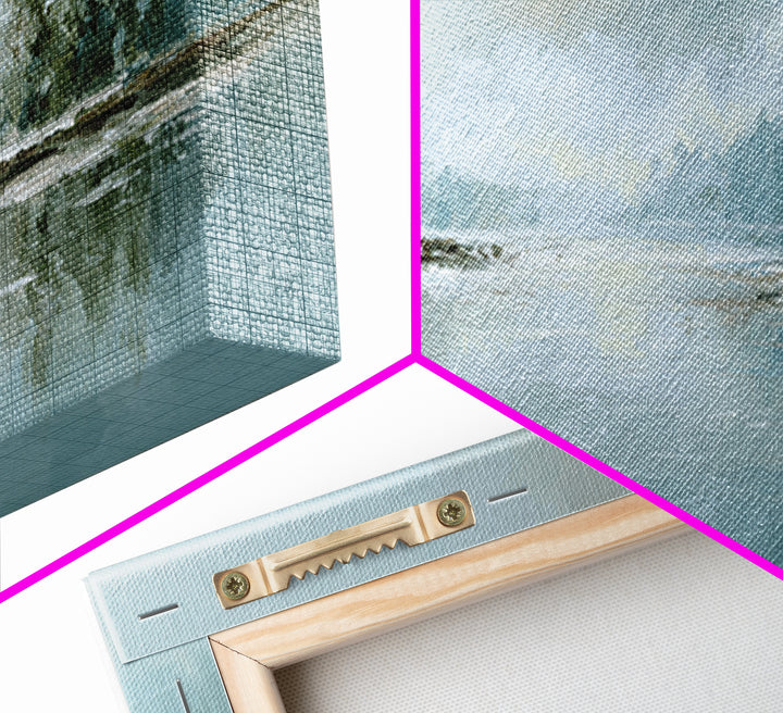 Misty Lake Scene Framed Canvas Print, Bathroom Art, Room Decor, Bathroom Decor, Spa, Custom Pet Portrait, Bathroom Wall Art, BAT-2x1-5