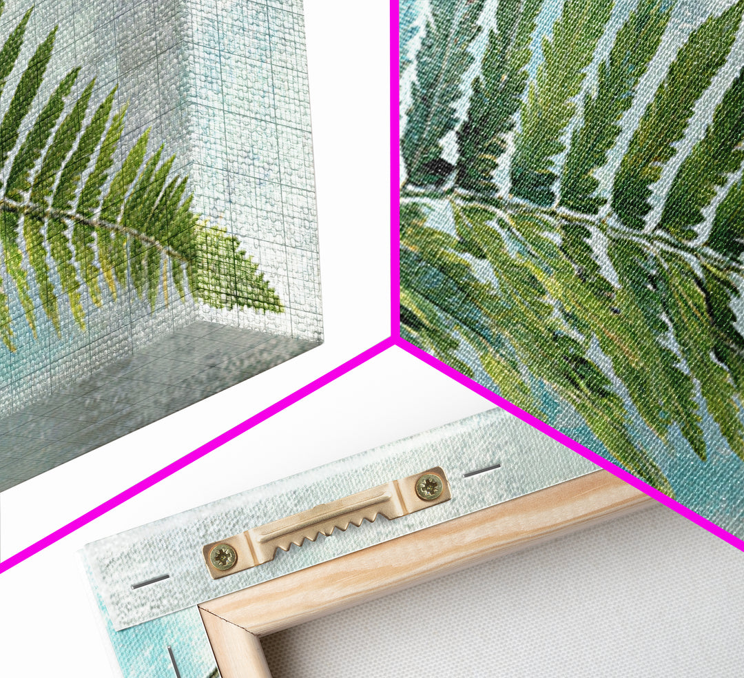 Green Fern Frond Closeup Framed Canvas Print, Bathroom Art, Modern Decor, Bathroom Decor, Fine Art, Spa, Home Decor, Poster, BAT-2x1-6
