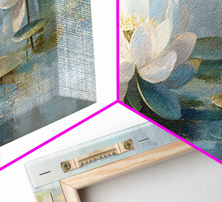 Lotus Flower Floating on Calm Water Canvas Print, Bathroom Art, Digital Wall Art, Bathroom Decor, Oil Painting, Spa, BAT-2x1-64