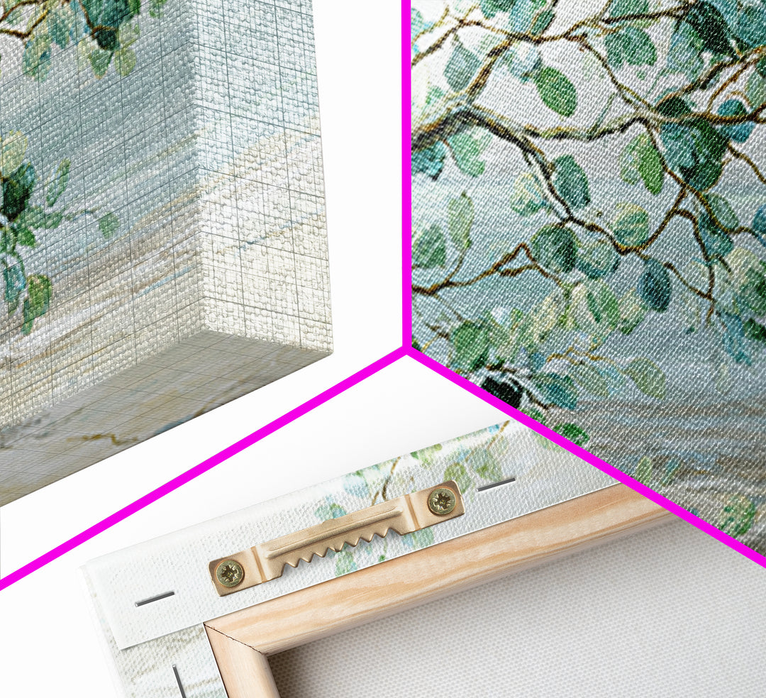 Spa Eucalyptus Branch Canvas Print, Bathroom Art, Minimalist Decor, Bathroom Decor, Oil Painting, Spa, Wall Hanging, BAT-2x1-70