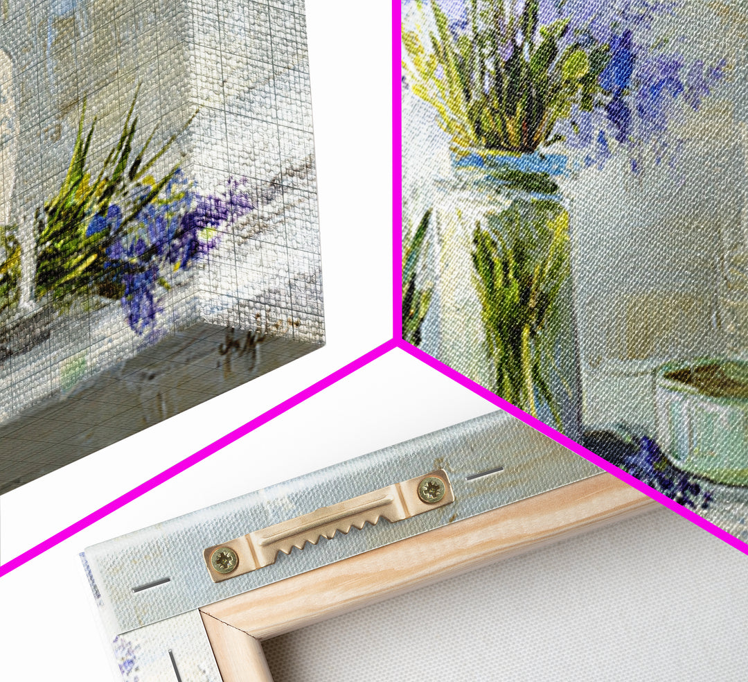 Lavender Sprigs in a Ceramic Vase Framed Canvas Print, Bathroom Art, Dopamine Decor, Bathroom Decor, Spa, Halloween Art, BAT-2x1-80
