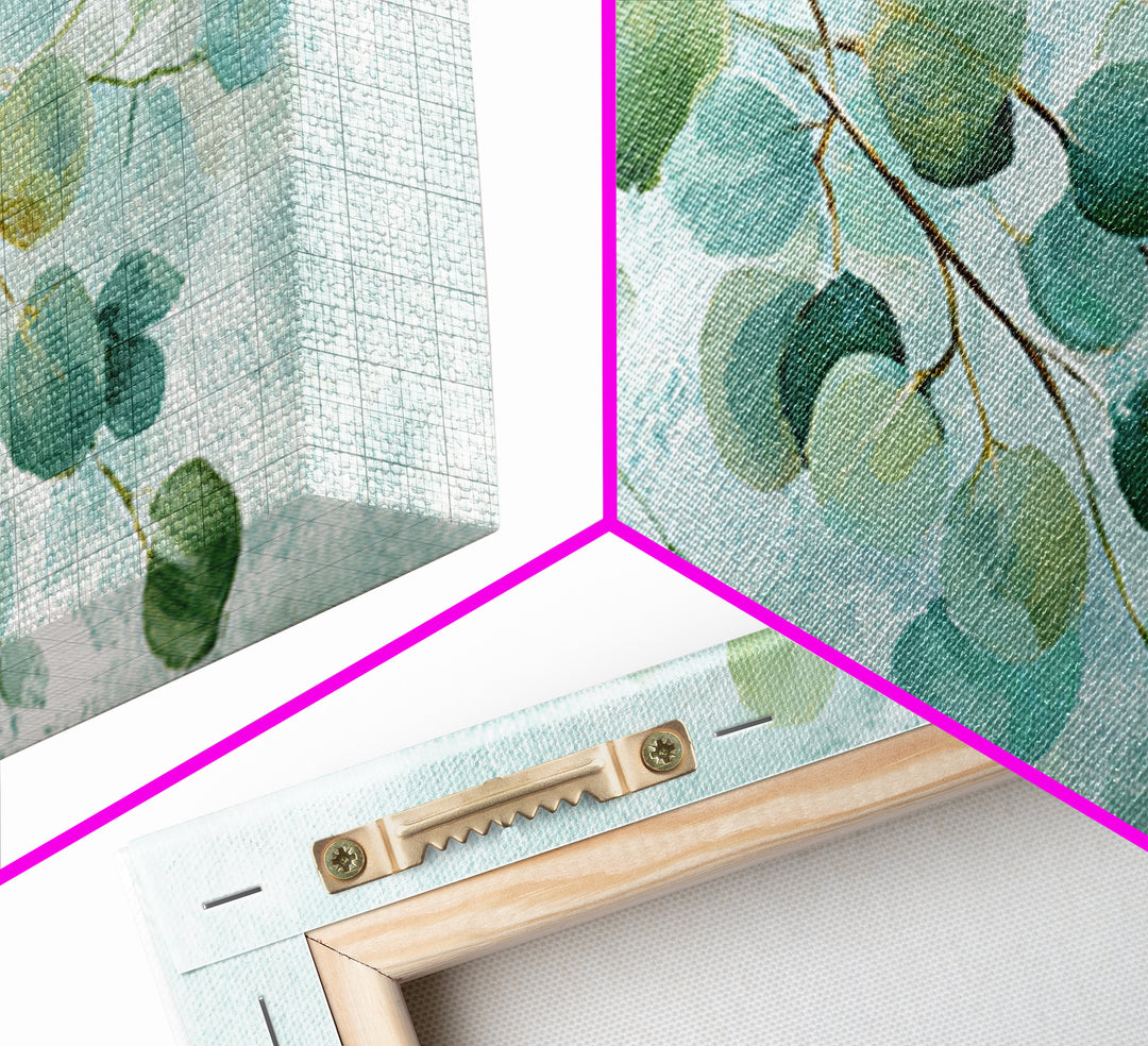 Spa Eucalyptus Branch Canvas Print, Bathroom Art, Minimalist Decor, Bathroom Decor, Oil Painting, Spa, Wall Hanging, BAT-2x1-94