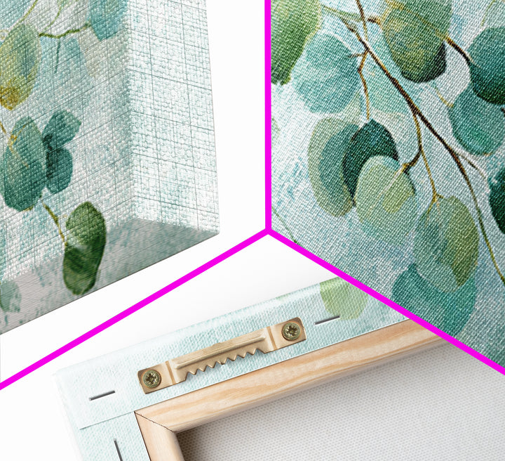 Spa Eucalyptus Branch Canvas Print, Bathroom Art, Minimalist Decor, Bathroom Decor, Oil Painting, Spa, Wall Hanging, BAT-2x1-94