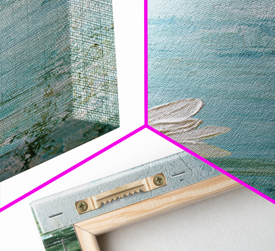 Lotus Flower Floating on Calm Water Framed Canvas Print, Bathroom Art, Printable Wall Art, Bathroom Decor, Oil Painting, Spa, BAT-2x3-28