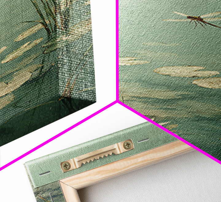 Delicate Dragonfly Above a Pond Surface Canvas Print, Bathroom Art, Bathroom Wall Decor, Bathroom Decor, Fine Art, Spa, BAT-2x3-32