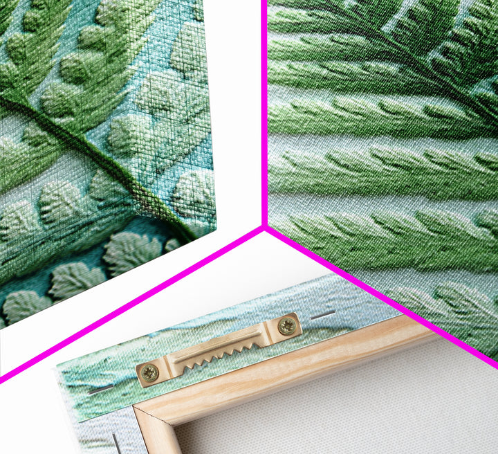 Green Fern Frond Closeup Framed Canvas Print, Bathroom Art, Fine Art Print, Bathroom Decor, Watercolor Art, Spa, Poster, BAT-2x3-42