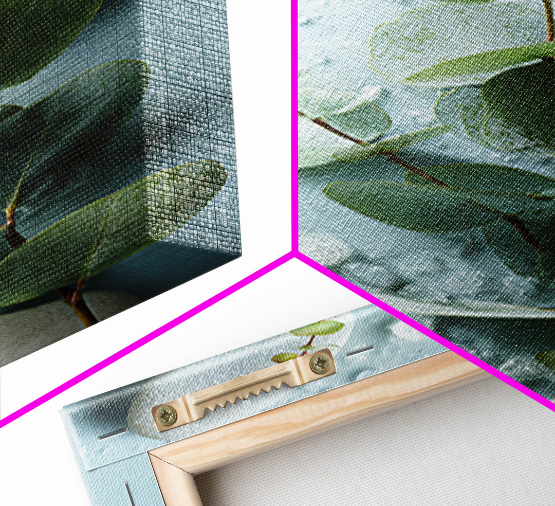 Spa Eucalyptus Branch Canvas Print, Bathroom Art, Contemporary Art, Bathroom Decor, Spa, Framed Wall Art, Dog Portrait, BAT-2x3-58