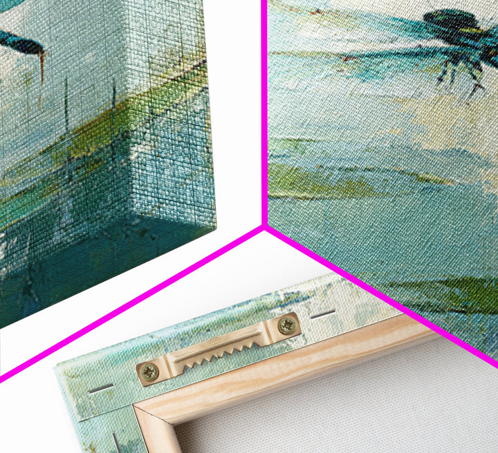 Delicate Dragonfly Above a Pond Surface Framed Canvas Print, Bathroom Art, Fine Art Print, Bathroom Decor, Fine Art, Spa, BAT-2x3-80