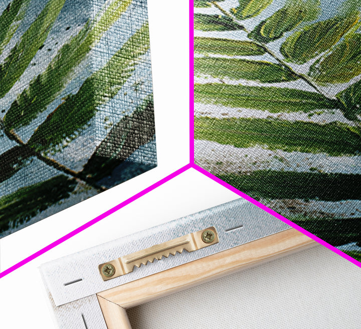 Green Fern Frond Closeup Framed Canvas Print, Bathroom Art, Home Decor, Bathroom Decor, Fine Art, Spa, Canvas Wall Art, BAT-2x3-90