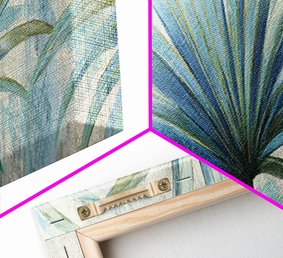 Simple Palm Frond on Off White Linen Framed Canvas Print, Bathroom Art, Minimalist Wall Art, Bathroom Decor, Fine Art, Spa, BAT-3x1-15