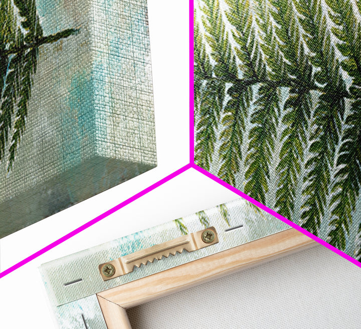 Green Fern Frond Closeup Framed Canvas Print, Bathroom Art, Wall Art, Bathroom Decor, Spa, Dog Portrait, Canvas Wall Art, BAT-3x1-2