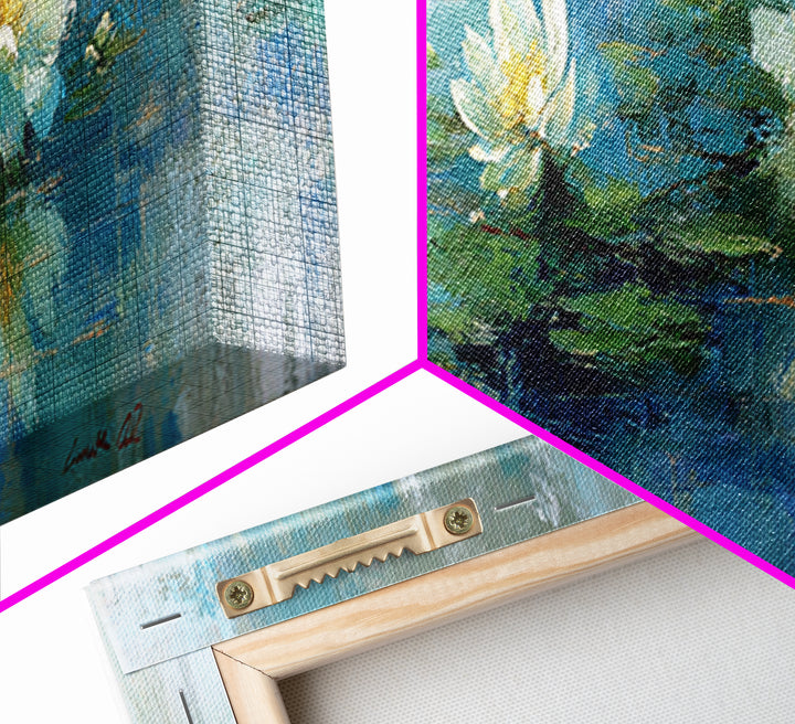 Lotus Flower Floating on Calm Water Canvas Print, Bathroom Art, Trendy Wall Art, Bathroom Decor, Fine Art, Spa, BAT-3x1-36