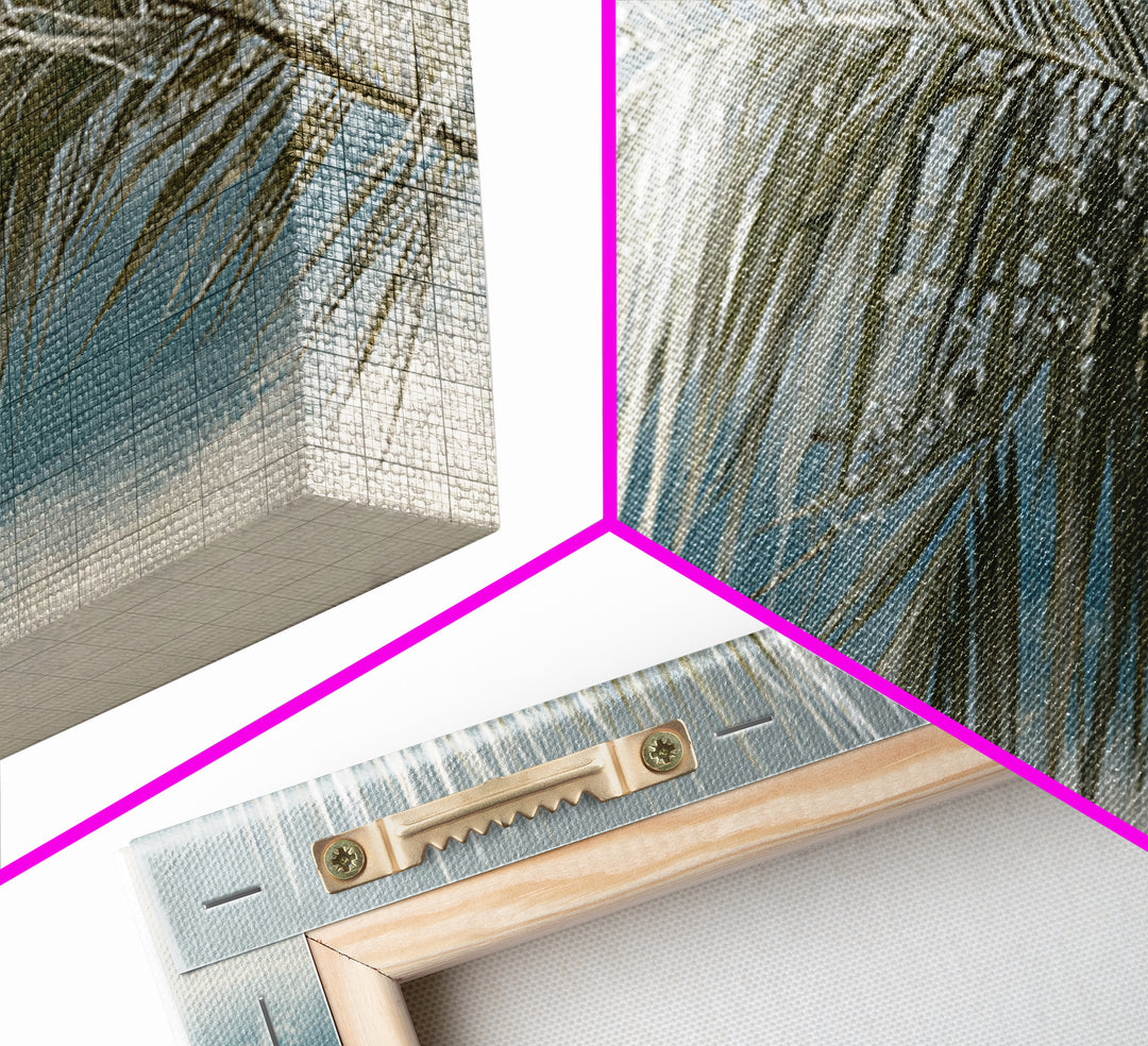 Simple Palm Frond on Off White Linen Canvas Print, Bathroom Art, Gallery Decor, Bathroom Decor, Fine Art, Spa, Minimalist Decor, BAT-3x1-39