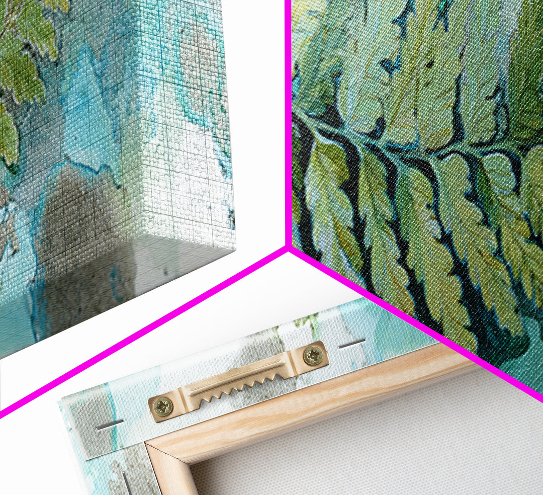 Green Fern Frond Closeup Canvas Print, Bathroom Art, Digital Wall Art, Bathroom Decor, Watercolor Art, Spa, Unique Wall Art, BAT-3x1-50