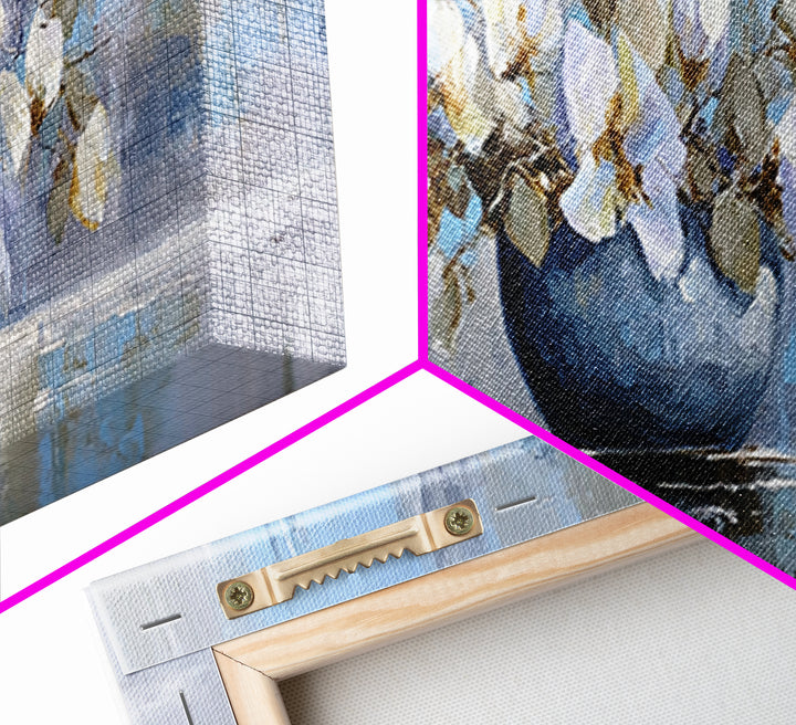 Lavender Sprigs in a Ceramic Vase Framed Canvas Print, Bathroom Art, Luxury Decor, Bathroom Decor, Abstract Art, Spa, BAT-3x1-52
