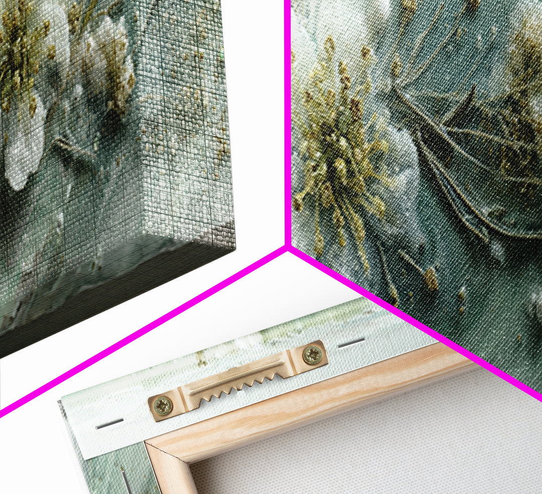Botanical Bath Herb Arrangement Framed Canvas Print, Bathroom Art, Digital Print, Bathroom Decor, Watercolor Art, Spa, BAT-3x1-57