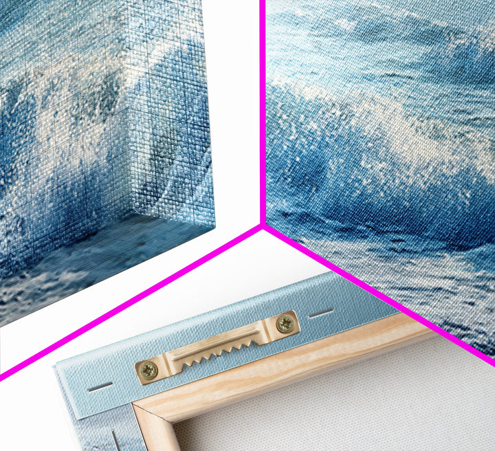 Calming Blue Ocean Wave Study Canvas Print, Bathroom Art, Bathroom Prints, Bathroom Decor, Watercolor Art, Spa, Trendy Wall Art, BAT-3x1-65