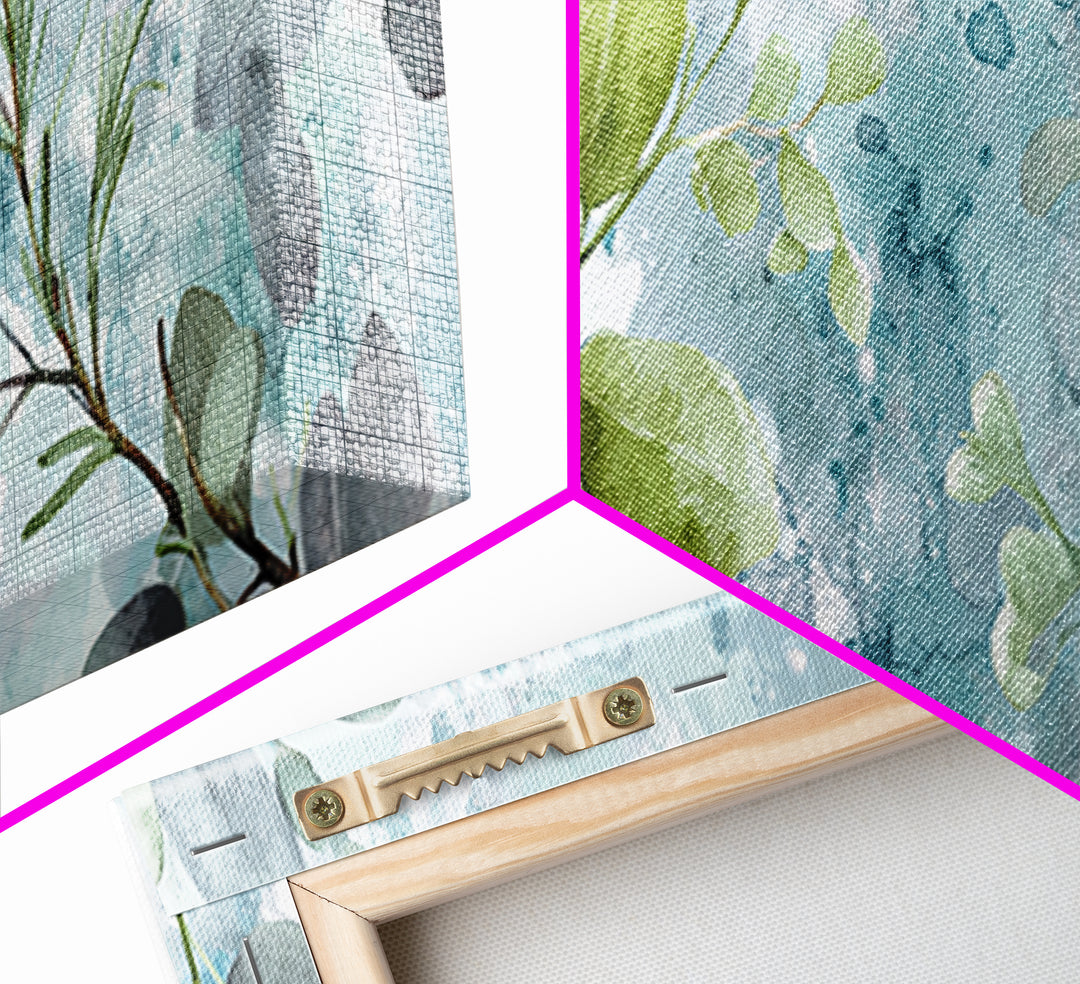 Botanical Bath Herb Arrangement Framed Canvas Print, Bathroom Art, Digital Print, Bathroom Decor, Watercolor Art, Spa, BAT-3x1-81