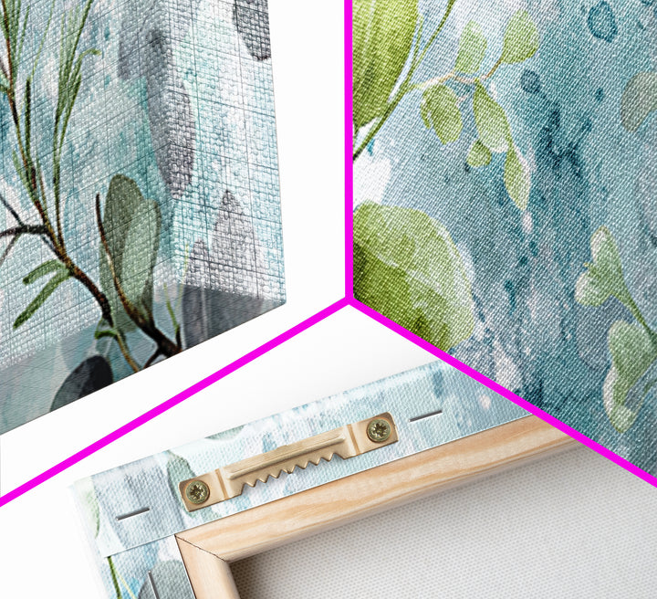 Botanical Bath Herb Arrangement Framed Canvas Print, Bathroom Art, Digital Print, Bathroom Decor, Watercolor Art, Spa, BAT-3x1-81