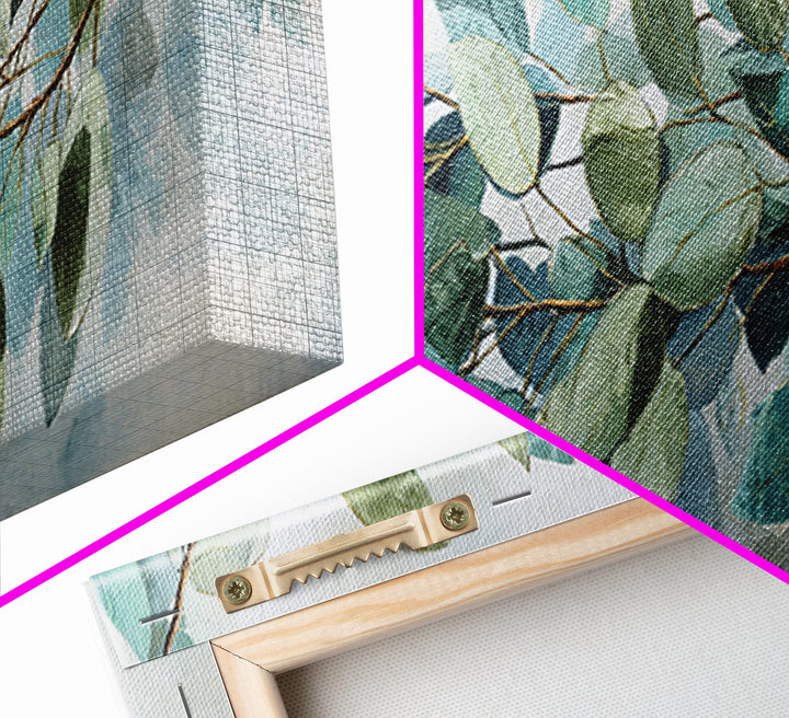 Spa Eucalyptus Branch Framed Canvas Print, Bathroom Art, Dopamine Decor, Bathroom Decor, Fine Art, Spa, Halloween Art, BAT-3x1-90