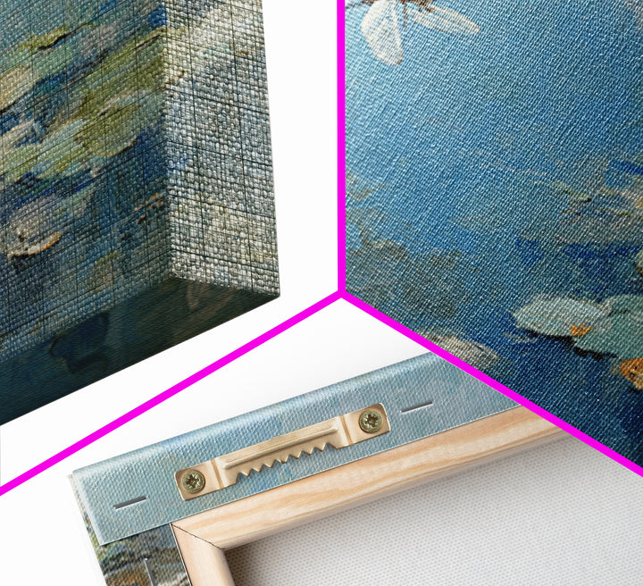 Delicate Dragonfly Above a Pond Surface Framed Canvas Print, Bathroom Art, Bathroom Art Decor, Bathroom Decor, Oil Painting, BAT-3x2-100