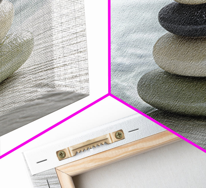 Monochrome Pebble Stack Canvas Print, Bathroom Art, Bathroom Wall Art, Bathroom Decor, Fine Art, Spa, Retro Wall Art, BAT-3x2-17