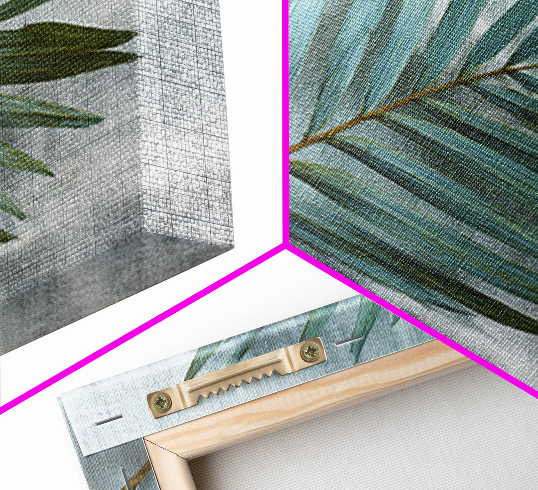 Simple Palm Frond on Off White Linen Canvas Print, Bathroom Art, Poster, Bathroom Decor, Abstract Art, Spa, Digital Print, BAT-3x2-3