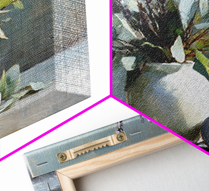 Lavender Sprigs in a Ceramic Vase Framed Canvas Print, Bathroom Art, Bathroom Decor, Oil Painting, Spa, Bathroom Accessories, BAT-3x2-40