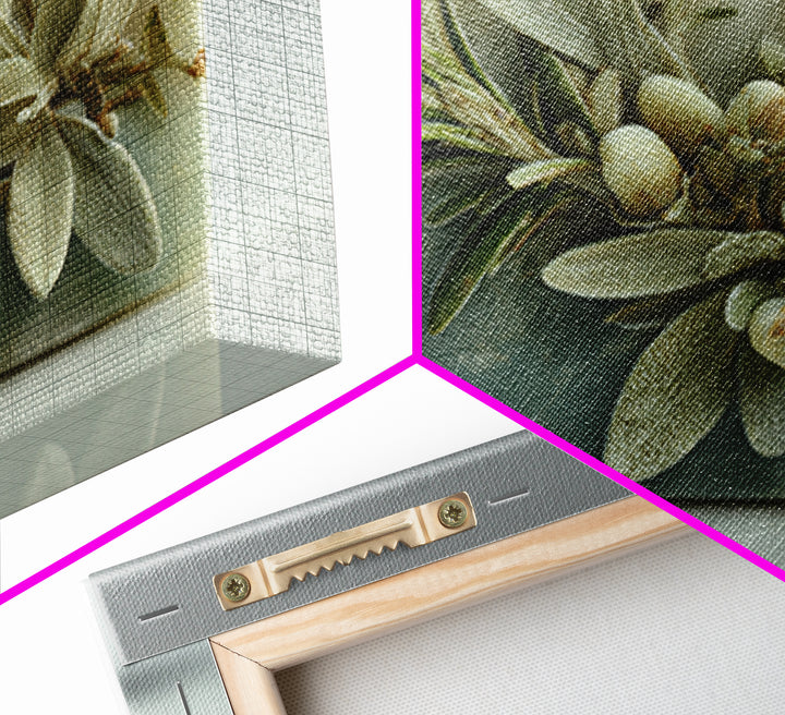Botanical Bath Herb Arrangement Framed Canvas Print, Bathroom Art, Dopamine Decor, Bathroom Decor, Fine Art, Spa, Halloween Art, BAT-3x2-45