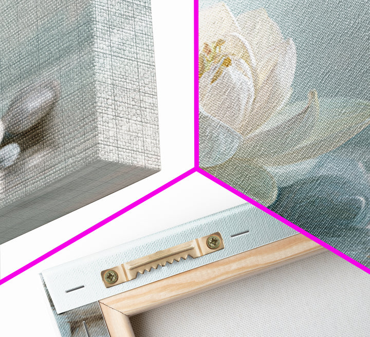 Lotus Flower Floating on Calm Water Canvas Print, Bathroom Art, Framed Wall Art, Bathroom Decor, Spa, Bathroom Art Decor, BAT-3x2-48