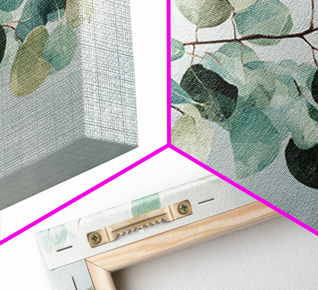 Spa Eucalyptus Branch Framed Canvas Print, Bathroom Art, Bathroom Prints, Bathroom Decor, Watercolor Art, Spa, Trendy Wall Art, BAT-3x2-78