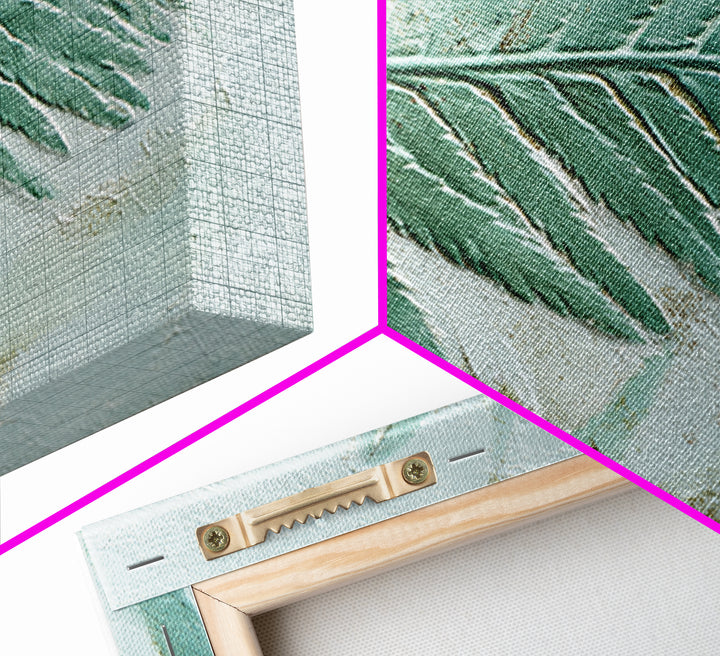 Green Fern Frond Closeup Framed Canvas Print, Bathroom Art, Dog Portrait, Bathroom Decor, Fine Art, Spa, Minimalist Wall Art, BAT-3x2-86