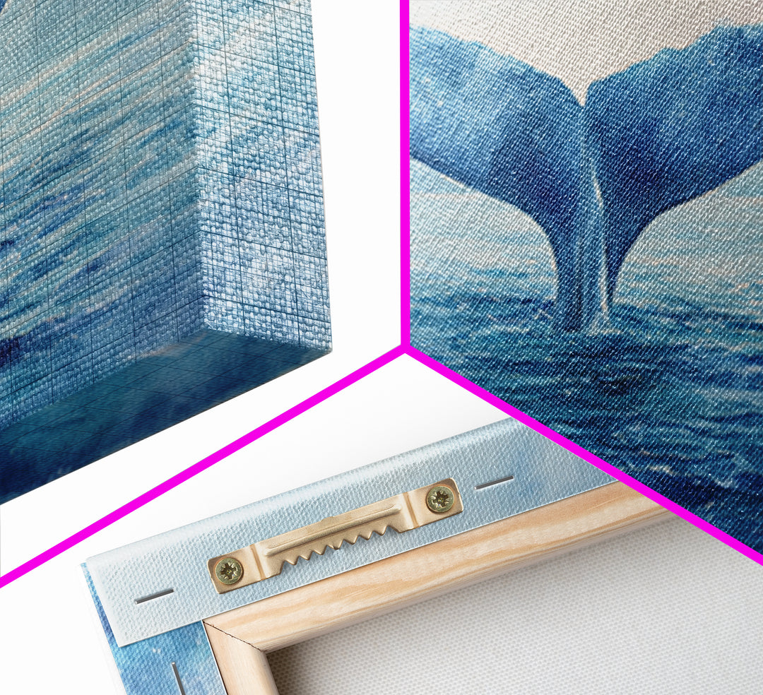 Watercolor Whale Tail Framed Canvas Print, Bathroom Art, Fine Art Print, Bathroom Decor, Fine Art, Spa, Poster, Digital Art, BAT-3x2-91