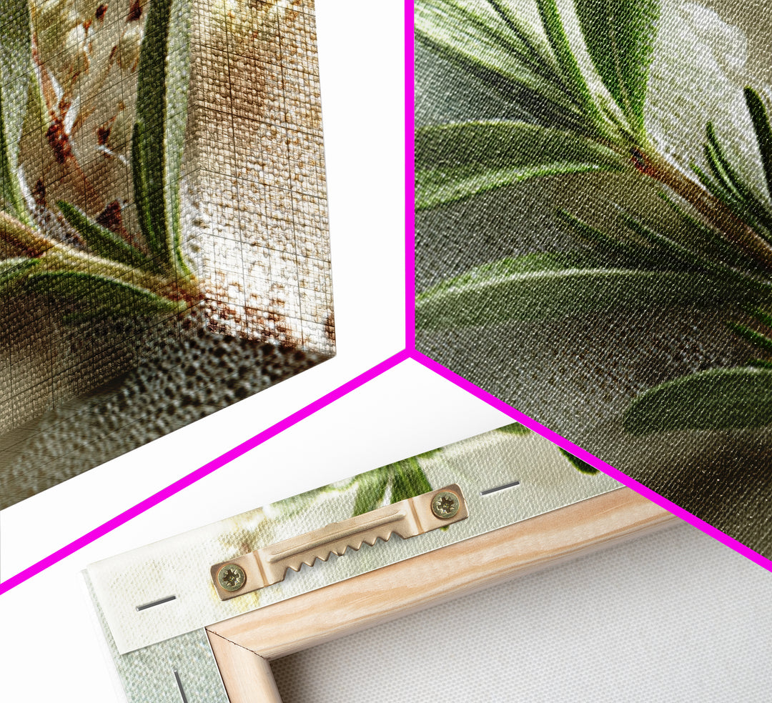 Botanical Bath Herb Arrangement Canvas Print, Bathroom Art, Retro Wall Art, Bathroom Decor, Oil Painting, Spa, Modern Decor, BAT-3x2-93