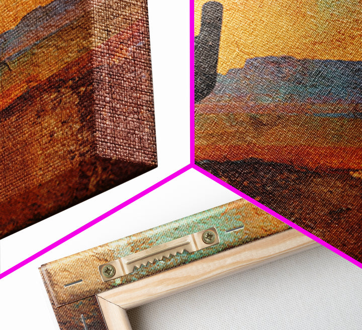 Monochrome Desert Cactus Silhouette Framed Canvas Print, Black and White Art, Neutral Decor, Living Room Decor, Oil Painting, BAW-1x1-21