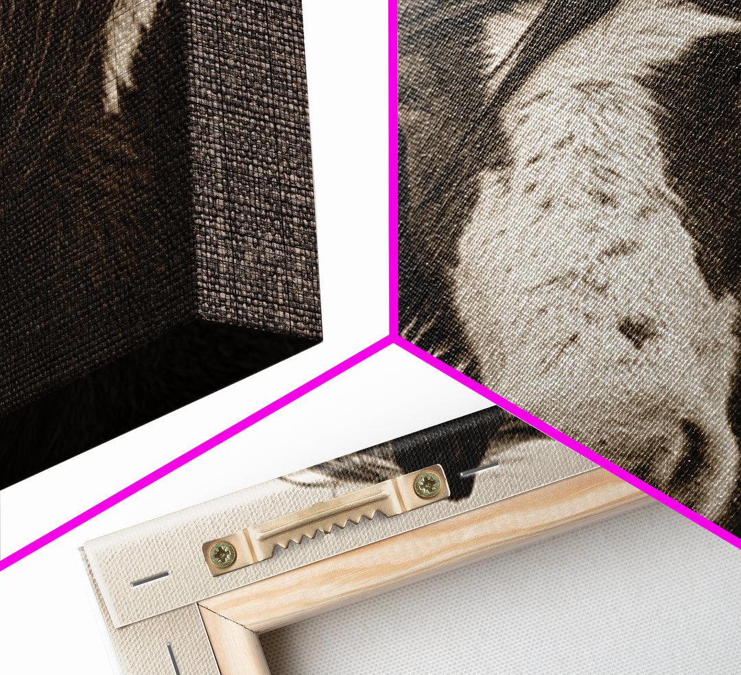 Black and White Wild Horse Portrait Framed Canvas Print, Black and White Art, Textured Painting, Living Room Decor, Monochrome, BAW-1x1-53