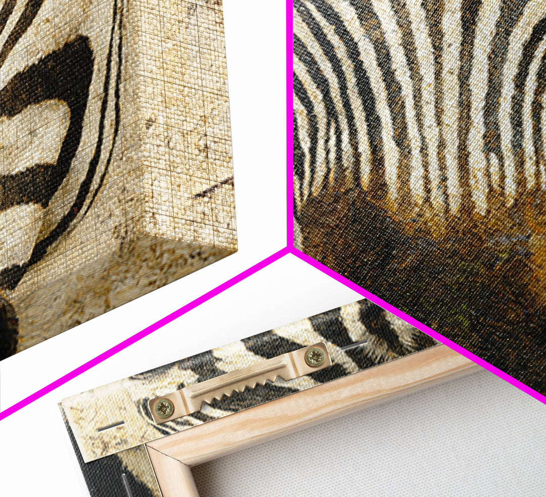 Zebra Stripe Closeup as Graphic Abstraction Canvas Print, Black and White Art, Living Room Decor, Monochrome, BAW-1x1-56
