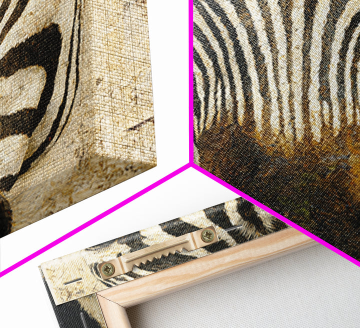 Zebra Stripe Closeup as Graphic Abstraction Canvas Print, Black and White Art, Living Room Decor, Monochrome, BAW-1x1-56