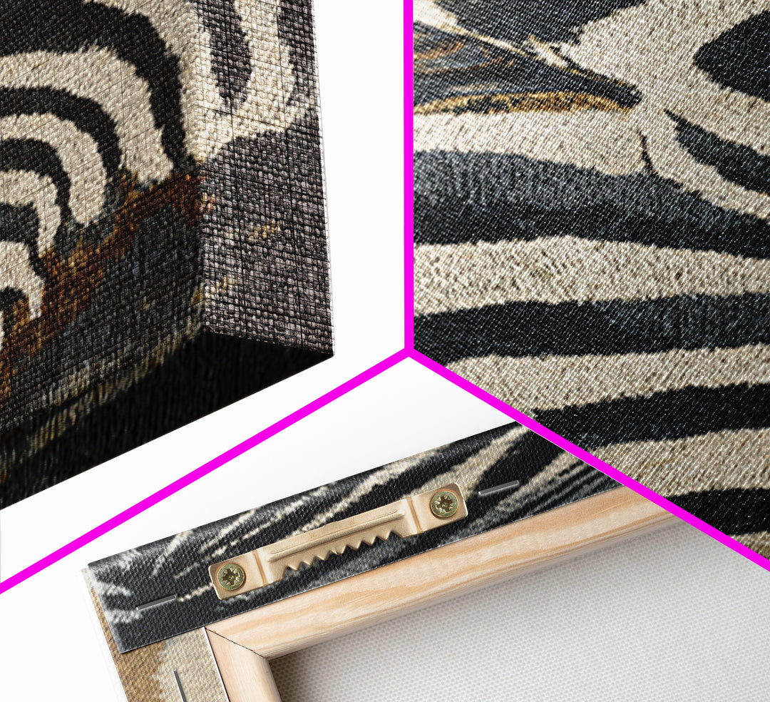 Zebra Stripe Closeup as Graphic Abstraction Canvas Print, Black and White Art, Photography Prints, Living Room Decor, BAW-1x3-92